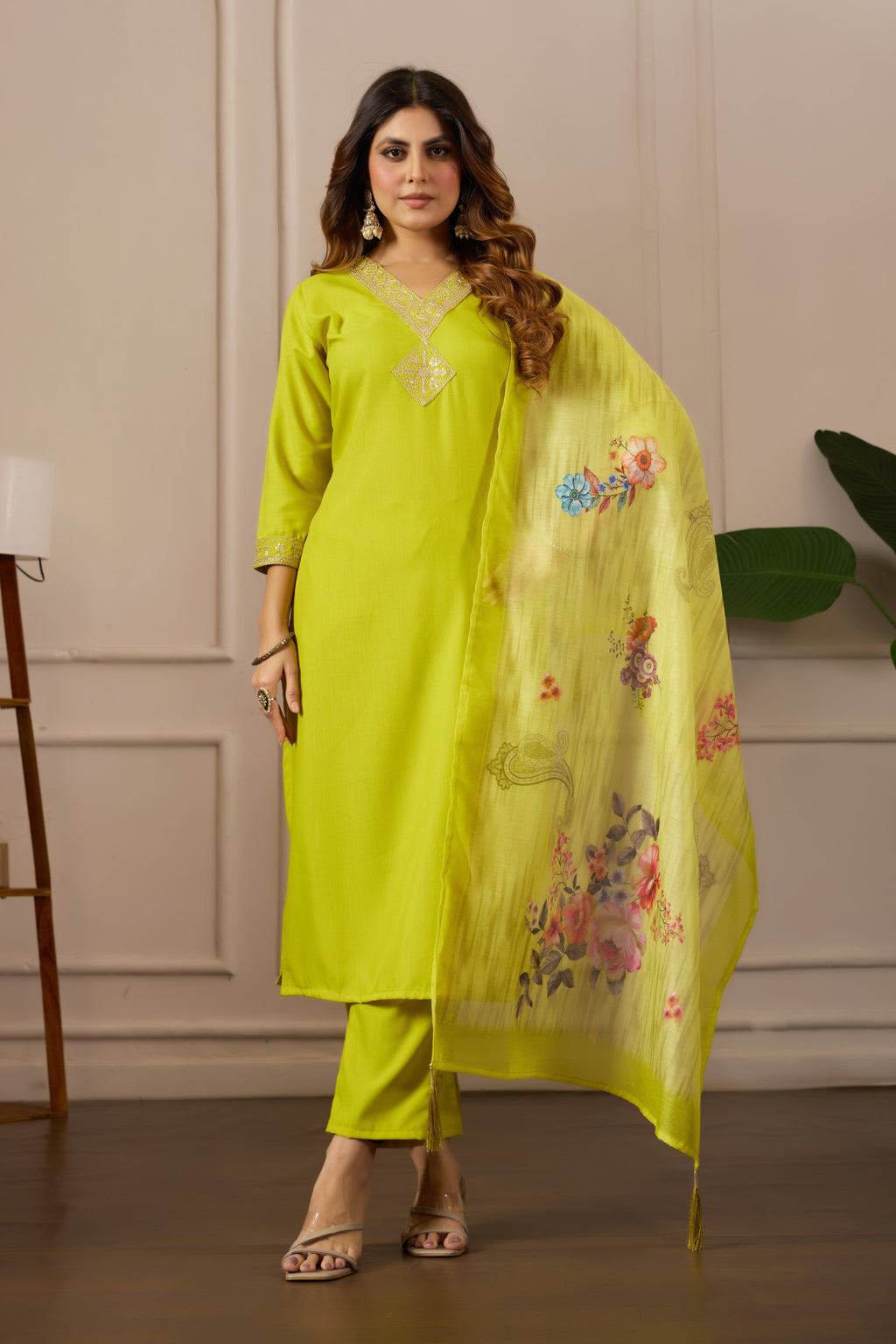 Women Embroidered Regular Pure Cotton Kurti with Pyjamas With Dupatta