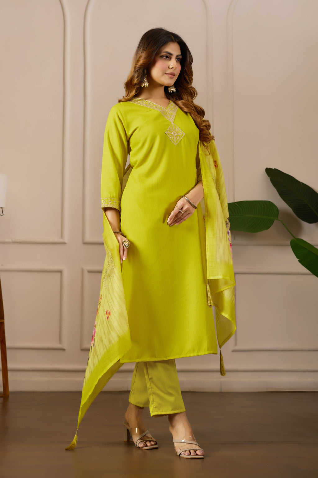 Women Embroidered Regular Pure Cotton Kurti with Pyjamas With Dupatta