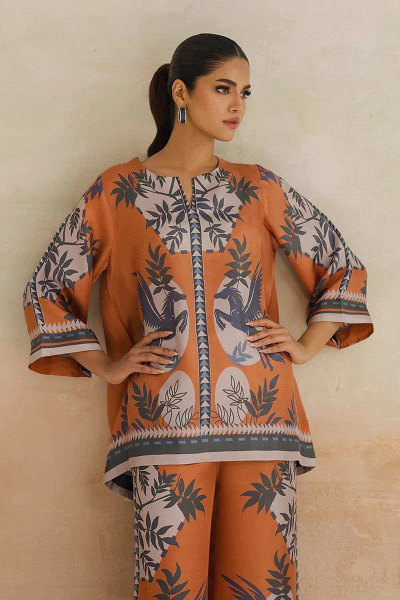 Orange Orchid Bloom Co-ord Set
