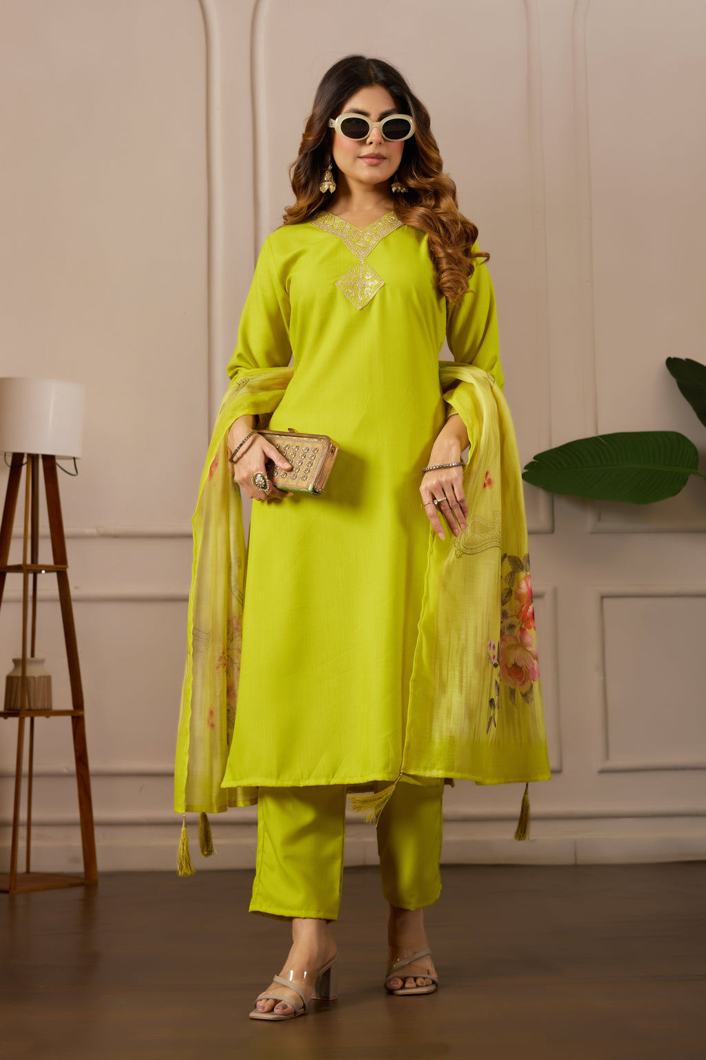 Women Embroidered Regular Pure Cotton Kurti with Pyjamas With Dupatta