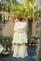 Cream Palazzo Pair With Real Mirror And Embroidery Work For Women