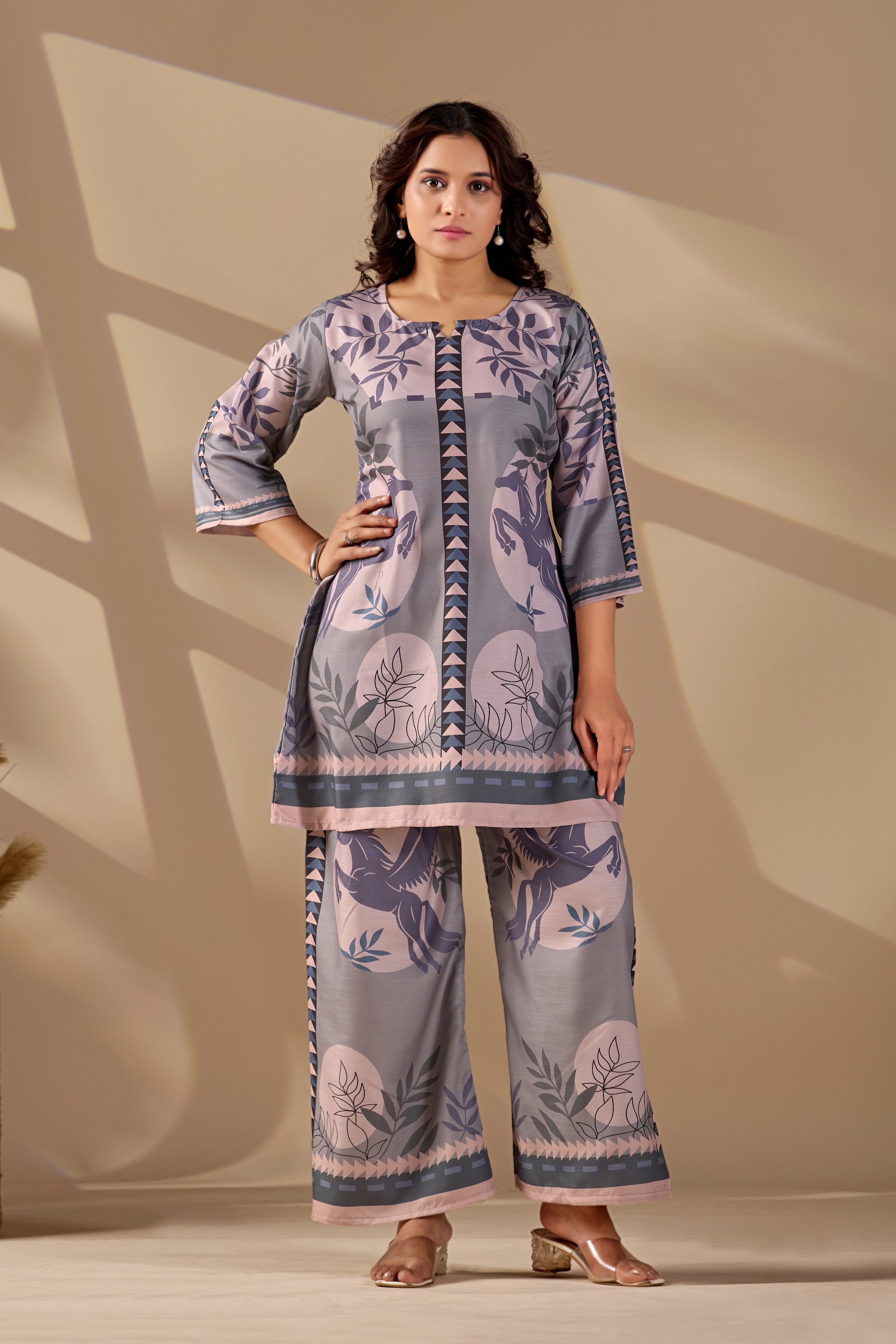 Women's Floral Printed Kurta and Trousers Co-ord Set