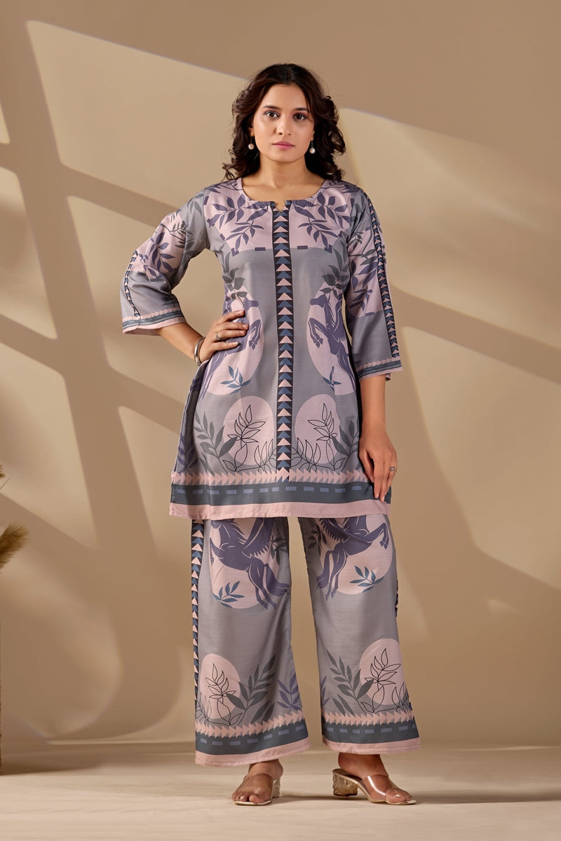 Women's Floral Printed Kurta and Trousers Co-ord Set