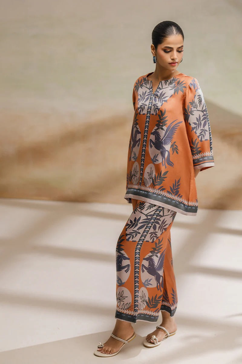 Orange Orchid Bloom Co-ord Set