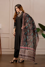 Women's Embroidered Kurta Set with Printed Dupatta, 3 Piece Suit