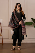 Women's Embroidered Kurta Set with Printed Dupatta, 3 Piece Suit