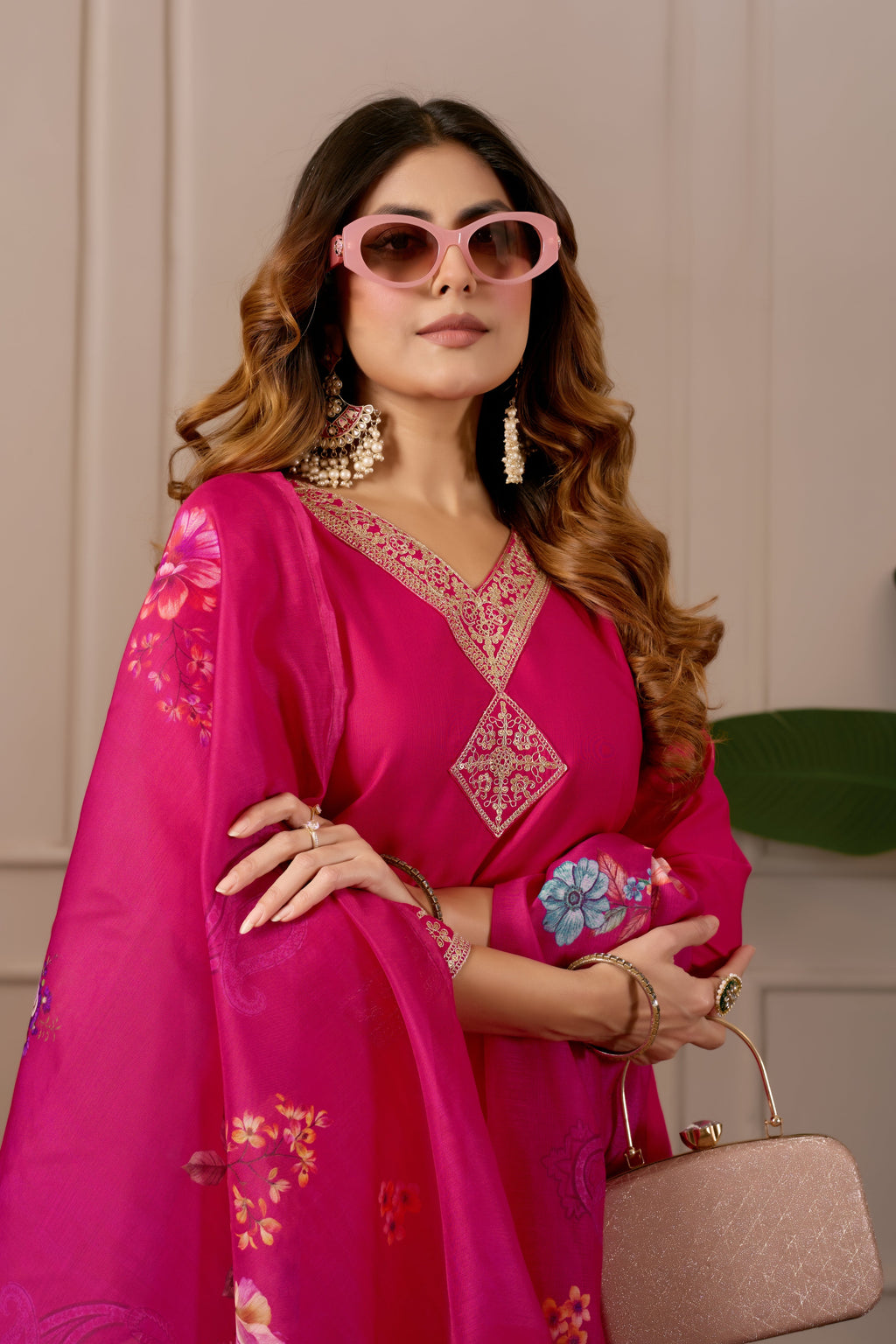 Women Embroidered Regular Pure Cotton Kurti with Pyjamas With Dupatta