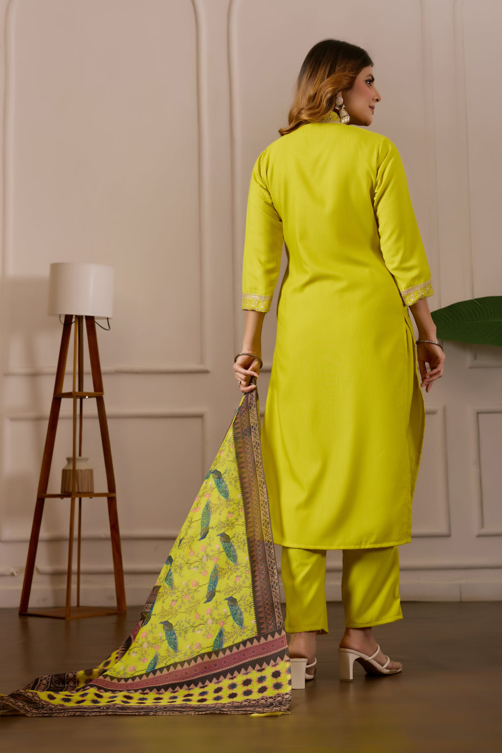 Women's Embroidered Kurta Set with Printed Dupatta, 3 Piece Suit
