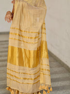 Luxury Off White Gold Kasavu Saree with Designer Tassel Pallu