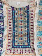 Cream Pure Lilac Silk Printed & Real Mirror With Embroidery Work Suit Set