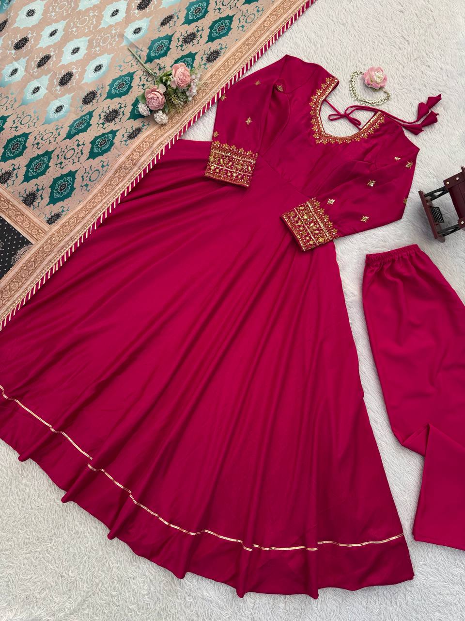 Chinon Anarkali Suit Thread with Sequence work