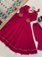 Chinon Anarkali Suit Thread with Sequence work