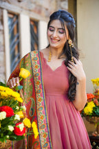 Festive Wear Pink Kurti Sharara Set with Designer Dupatta