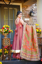 Festive Wear Pink Kurti Sharara Set with Designer Dupatta