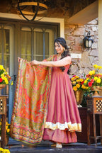 Festive Wear Pink Kurti Sharara Set with Designer Dupatta